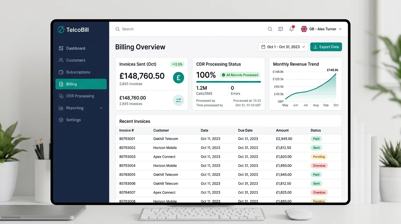 Telecoms billing platform built for UK resellers
